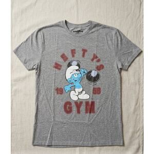 The Smurfs Hefty’s Gym Graphic T-Shirt - Gray Heather - Size Large - NWT